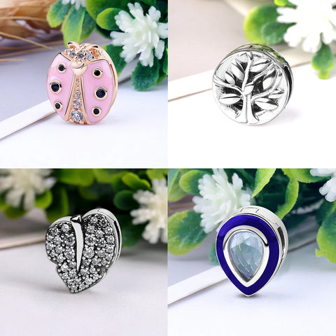 New Original 925 Sterling Silver Alphabet Clip Stopper Charm Beads Fit Pan Brand Reflections Bracelet DIY Women Jewelry/Talahi Collections