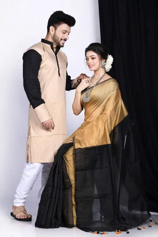 Generic Ta la hi Collections Elegant Dola Silk saree with running blouse- Yellow/Talahi Collections