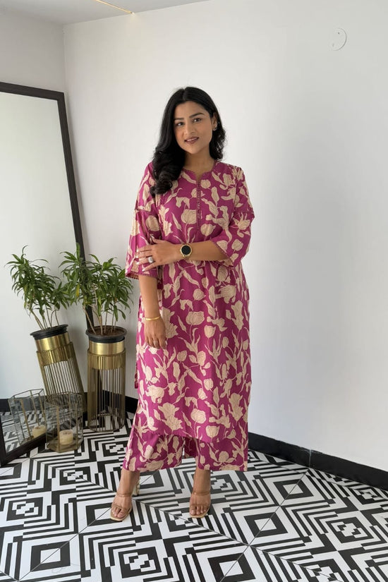 Beautiful Cotton A-line side cut kurta & pant..set