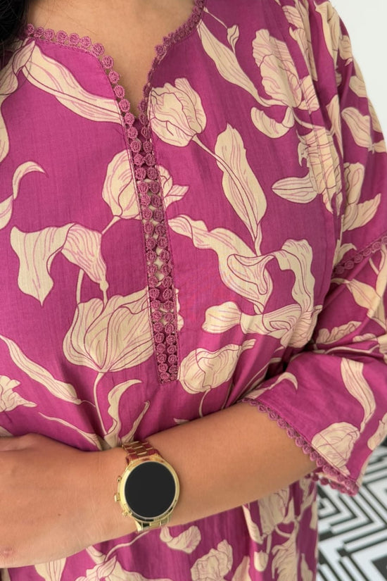 Beautiful Cotton A-line side cut kurta & pant..set