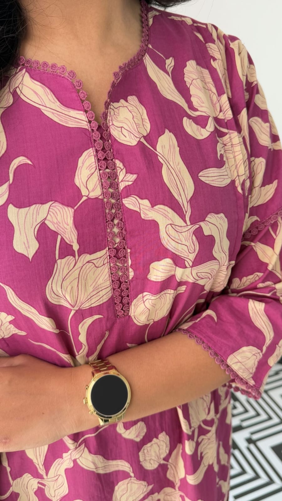 Beautiful Cotton A-line side cut kurta & pant..set