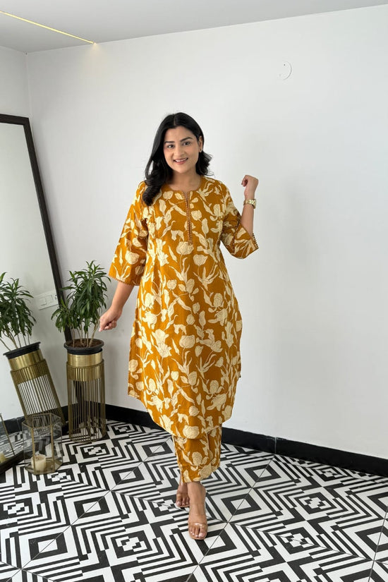 Beautiful Cotton A-line side cut kurta & pant..set