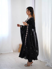 Embroidered Anarkali Suit Set with Dupatta – Available in Royal Purple, Classic Black & Green