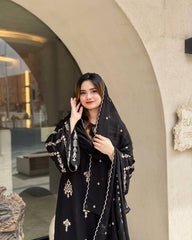 Presenting new Pakistani ready to wear collection with embroidery sequins work top-pant with dupatta