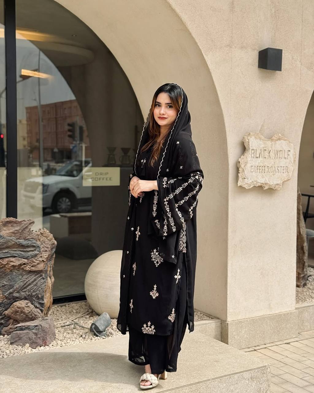 Presenting new Pakistani ready to wear collection with embroidery sequins work top-pant with dupatta