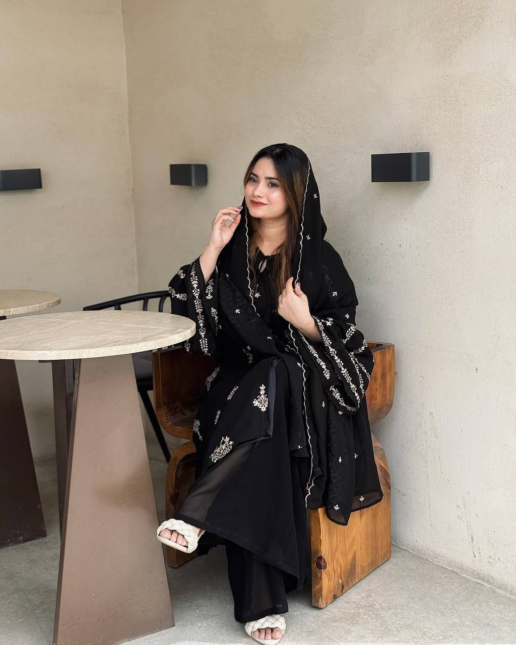 Presenting new Pakistani ready to wear collection with embroidery sequins work top-pant with dupatta