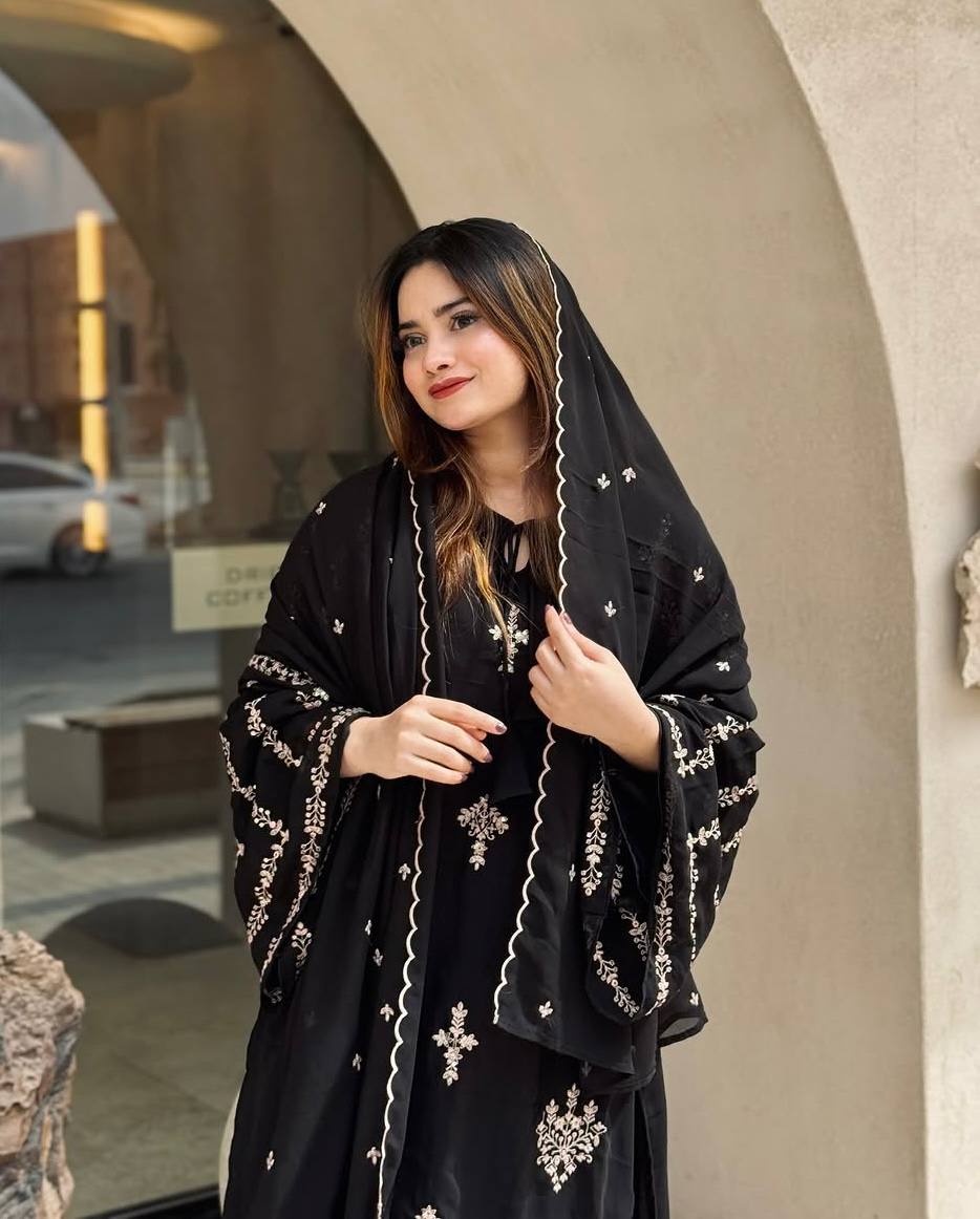 Presenting new Pakistani ready to wear collection with embroidery sequins work top-pant with dupatta