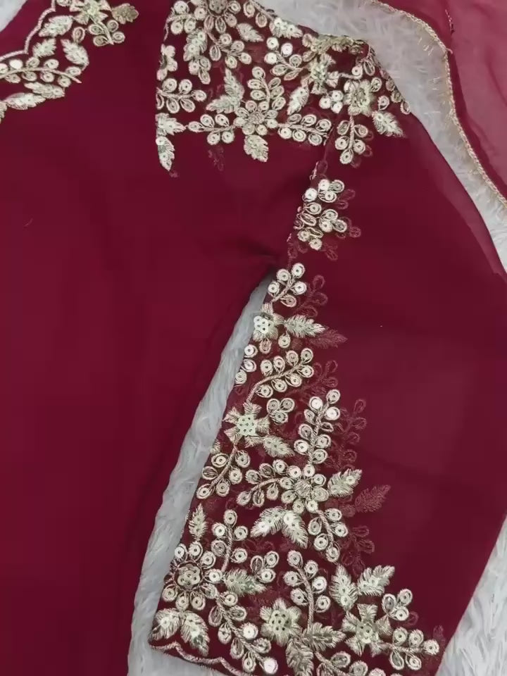 Pakistani Readymade Kurta with palazzo and Dupatta Set Salwar kameez